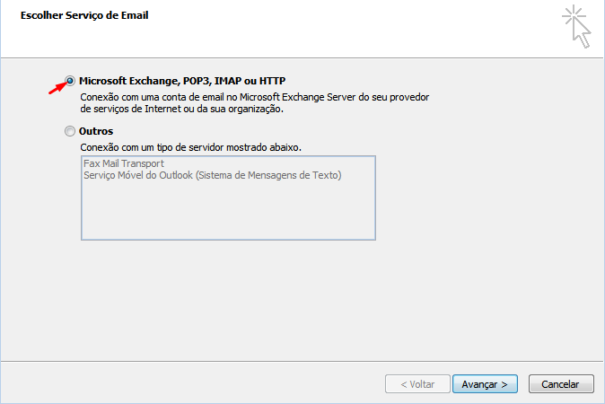 Selecionar POP3 IMAP
