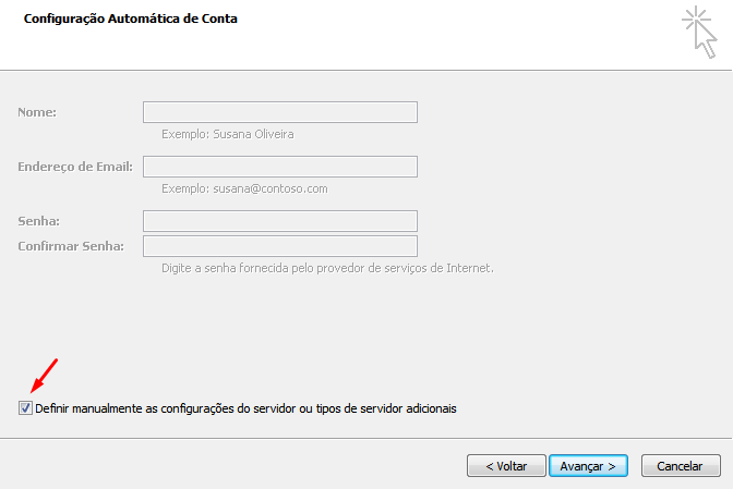 Definir manualmente os servidores