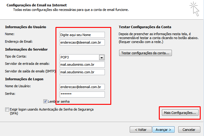 Preencha esses dados corretamente