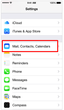 Encontre a op&ccedil;&atilde;o mail, contatos, calend&aacute;rios